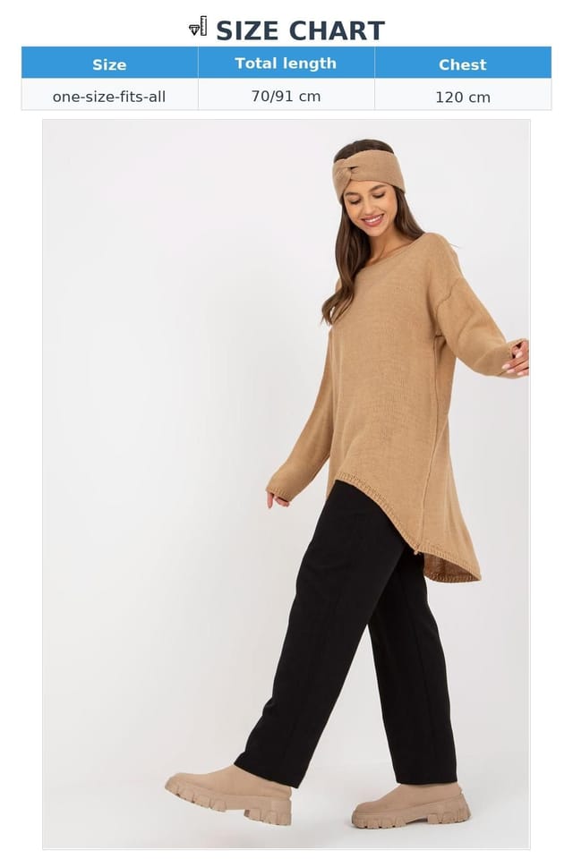 Love Lace Love Lace Women's Loose Fit Boat Neck Sweater in Camel - 3
