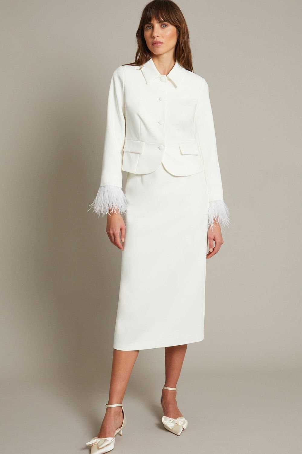 Monsoon Monsoon Ivory Pencil Bridal Skirt for Women