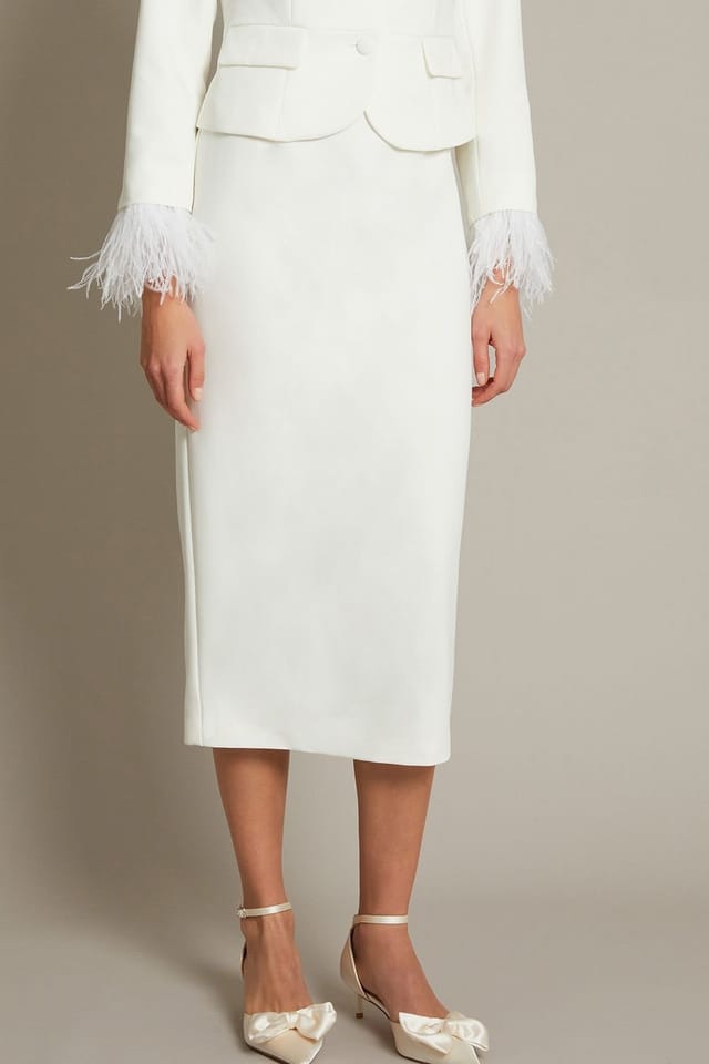 Monsoon Monsoon Women's Selah Pencil Bridal Skirt Ivory - 2