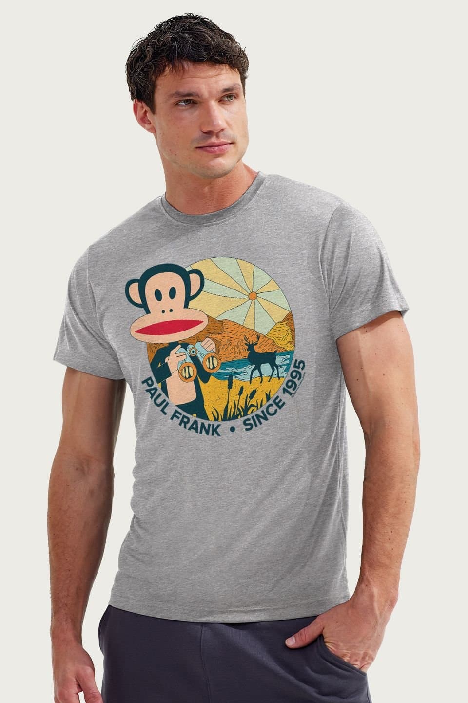 Paul Frank Paul Frank Men's Nature Julius The Monkey Since 1995 T-Shirt in Mid Grey