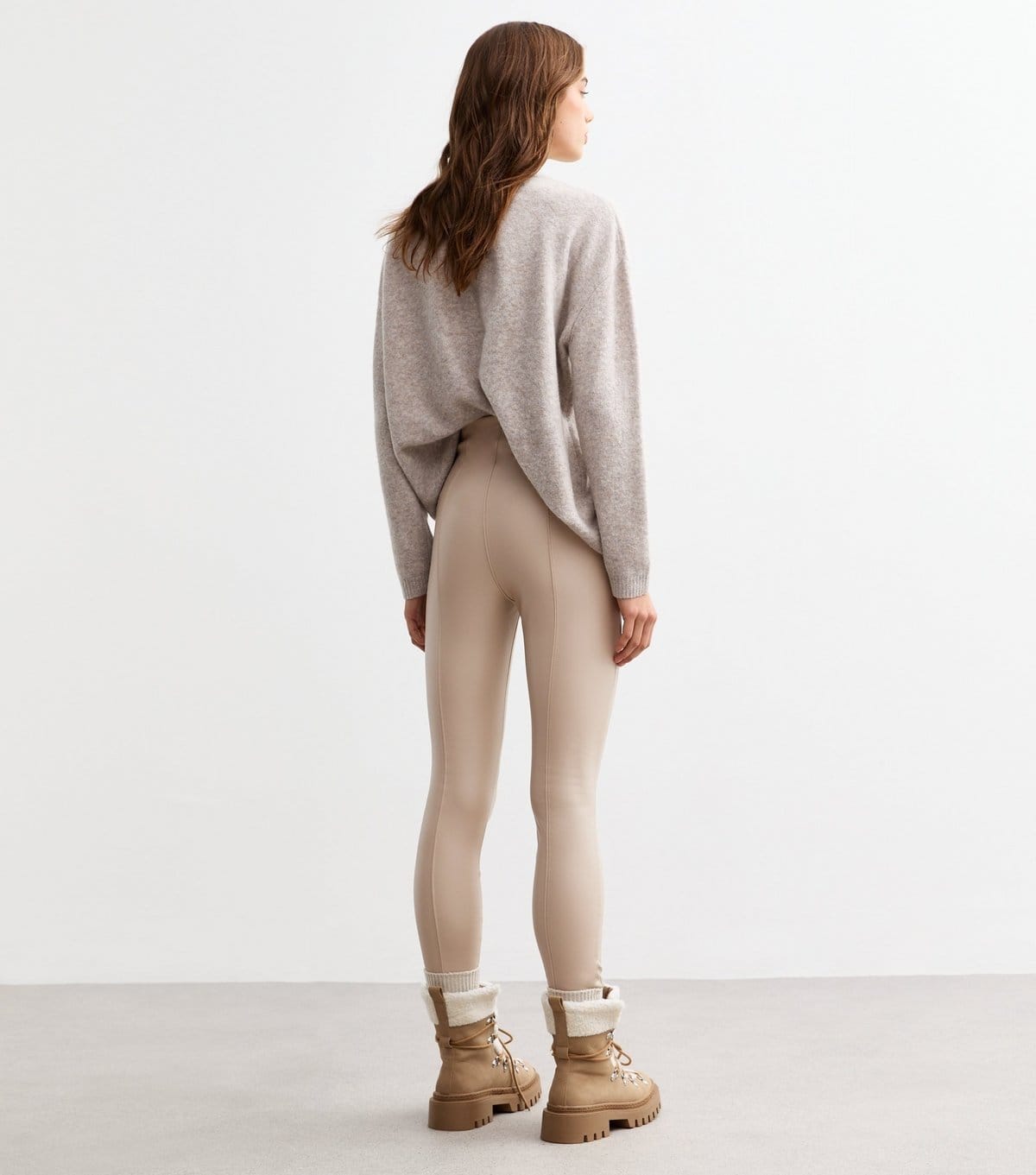 New Look Women's Off White Leather Look Leggings New Look - 4
