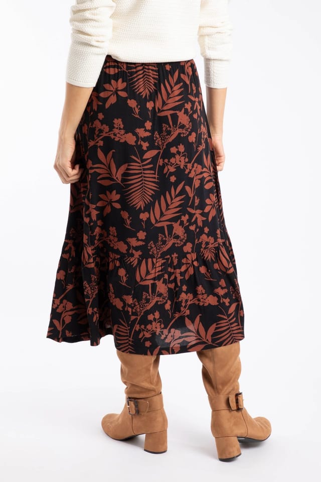 Weird Fish Weird Fish Women's Minnerve Viscose Tiered Maxi Skirt in Chocolate - 3
