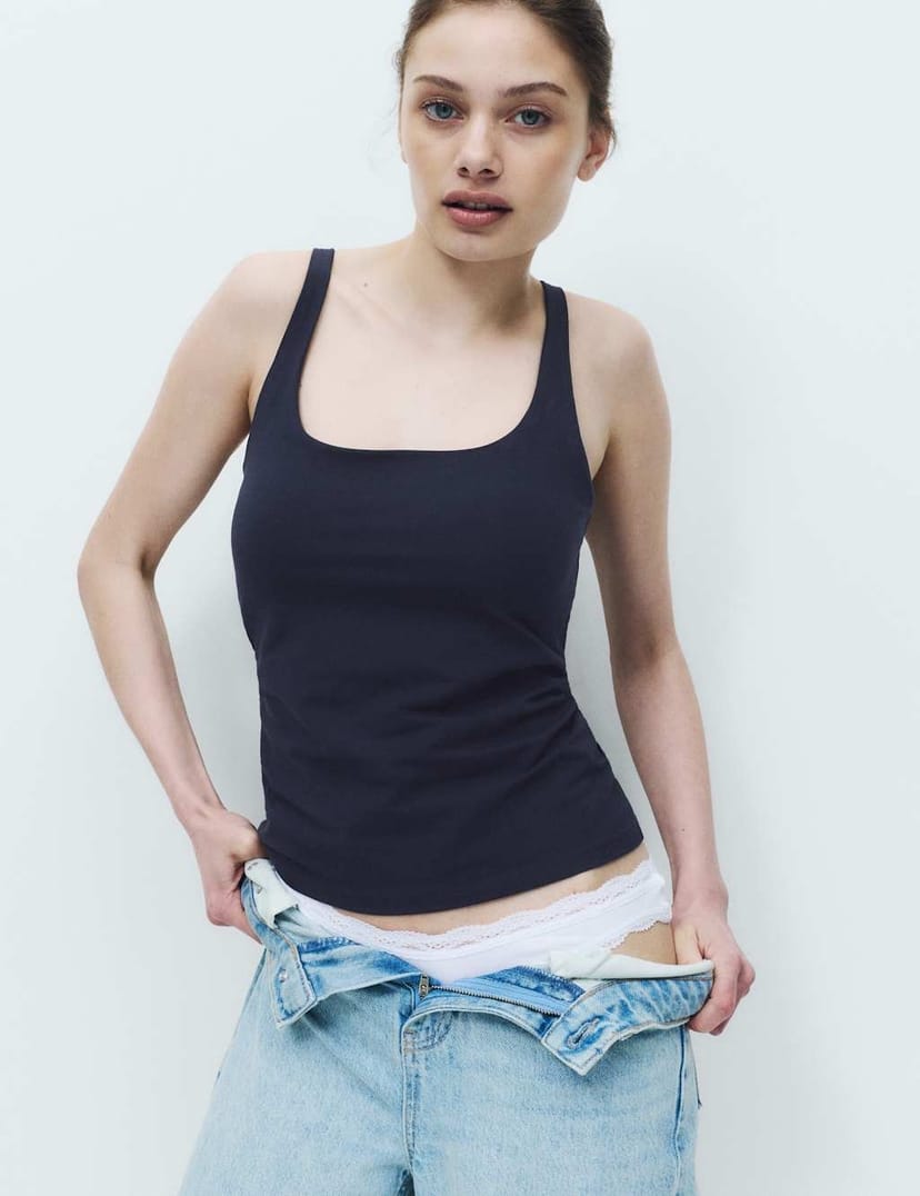 Marks & Spencer M&S Secret Support™ Scoop Neck Bra Vest Navy - 1