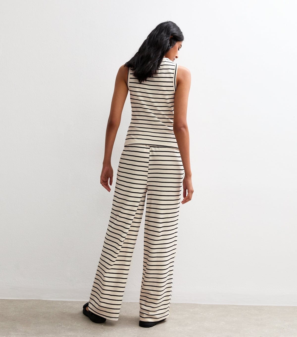 New Look Women's Off White Striped Wide Leg Trousers New Look - 4