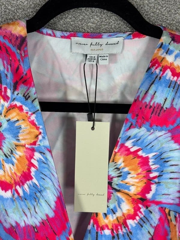 Never Fully Dressed Never Fully Dressed Fiesta Midi Dress UK 8 Colourful Wrap Dress New - 1