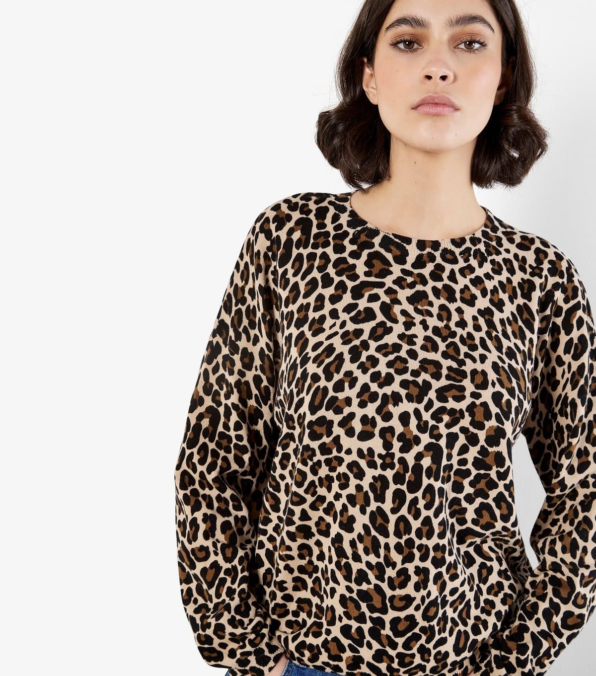 Apricot Women's Brown Leopard Print Fine Knit Jumper Apricot New Look
