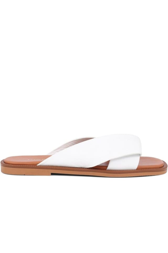 Jones Bootmaker Jones Bootmaker Women's Hazelle Flat Mule Sandals in White - 2
