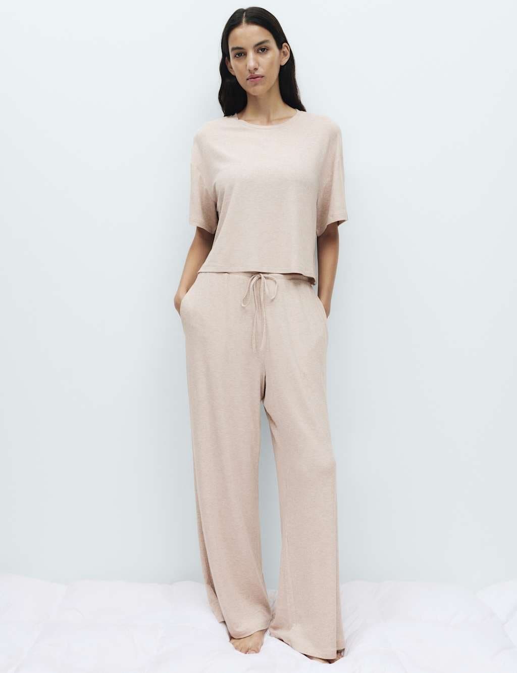 Marks & Spencer M&S Fawn Modal Rich Ribbed Pyjama Bottoms