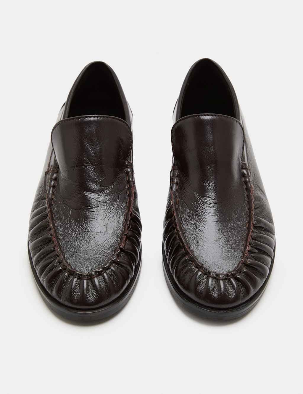 Marks & Spencer M&S Wine Leather Ruched Loafers