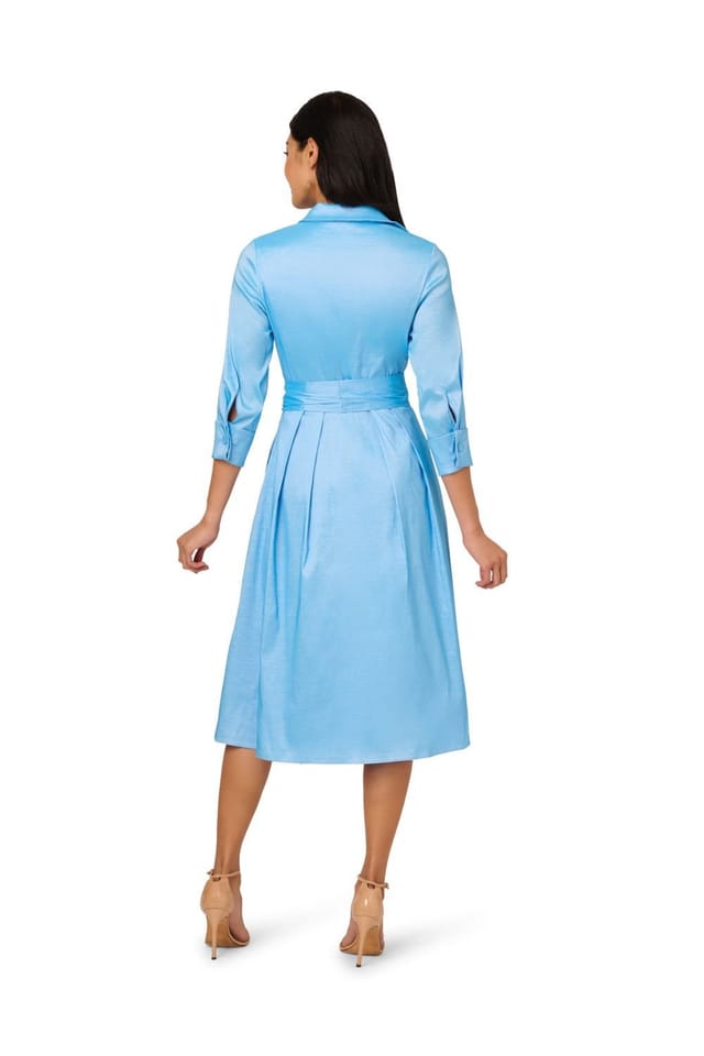 Adrianna Papell Adrianna Papell Women's Taffeta Shirt Midi Dress in Blue - 3