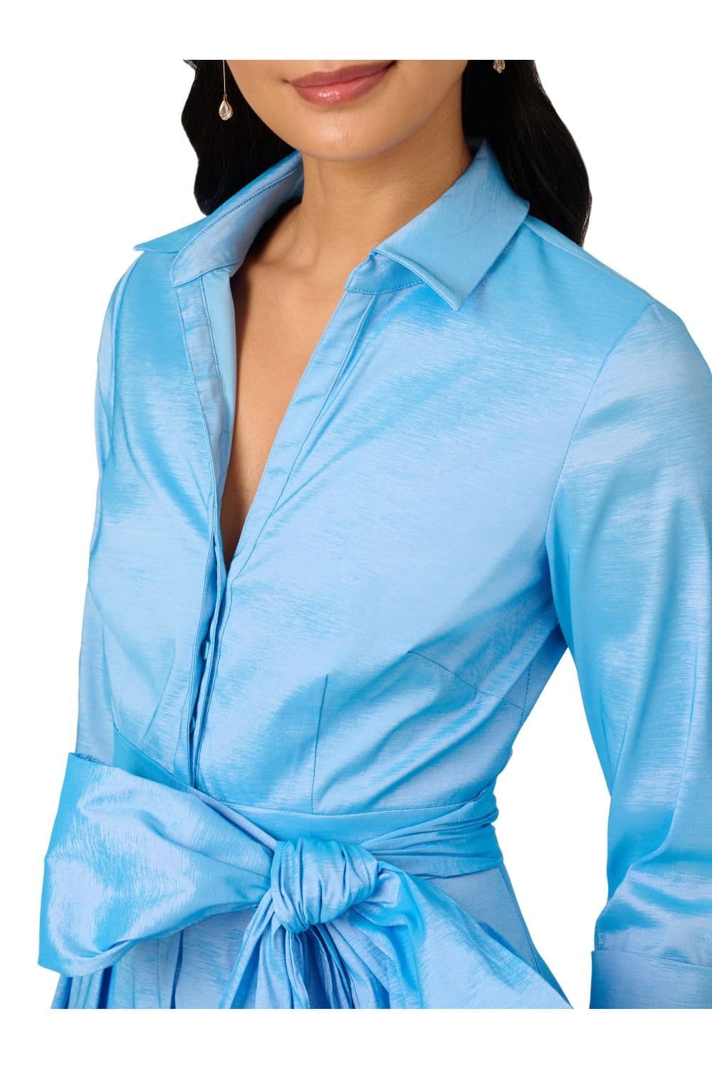 Adrianna Papell Adrianna Papell Women's Taffeta Shirt Midi Dress in Blue - 4