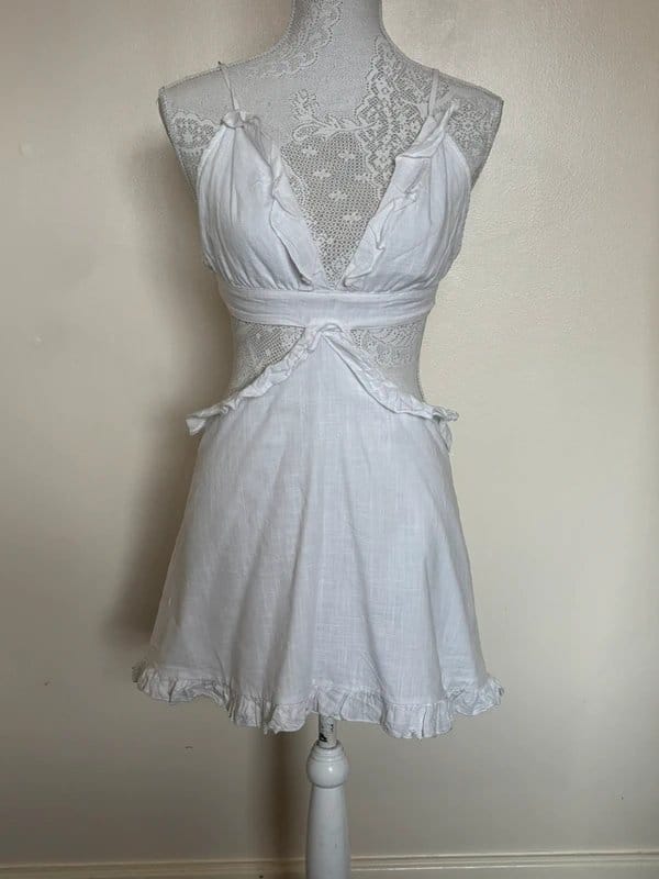 Missy Empire White Cut-Out Dress with Adjustable Straps