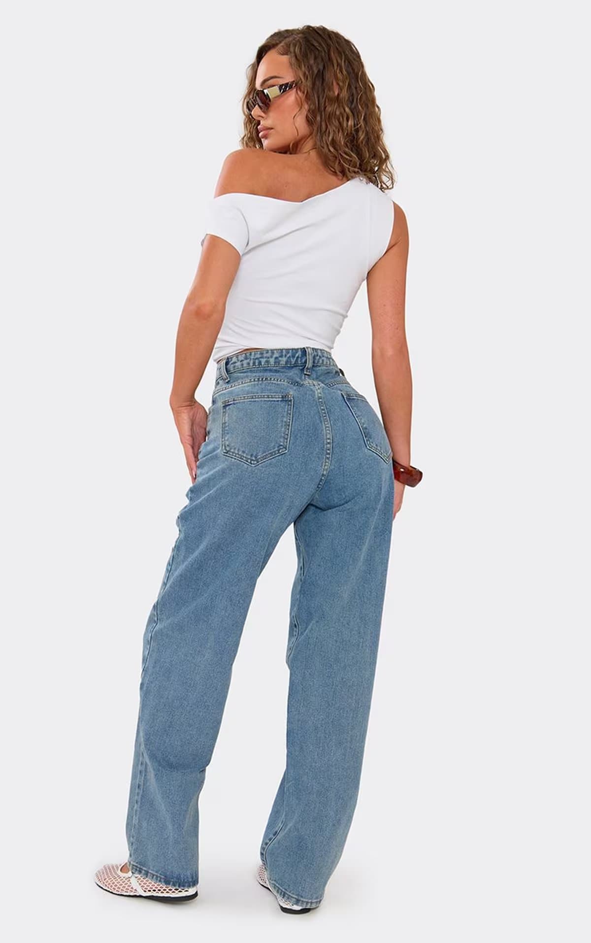 EGO High Waist Mom Jeans In Blue Denim., Women's Size UK 4