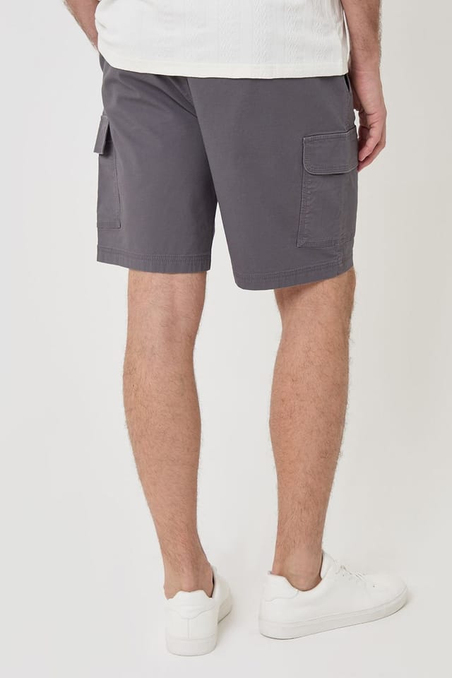 Threadbare Threadbare Men's Regular Fit Textured Cargo Shorts in Dark Grey - 2
