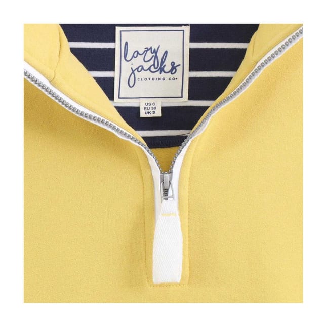 Lazy Jacks Lazy Jacks Women's Soft Touch Quarter Zip Sweatshirt in Lemon - 3