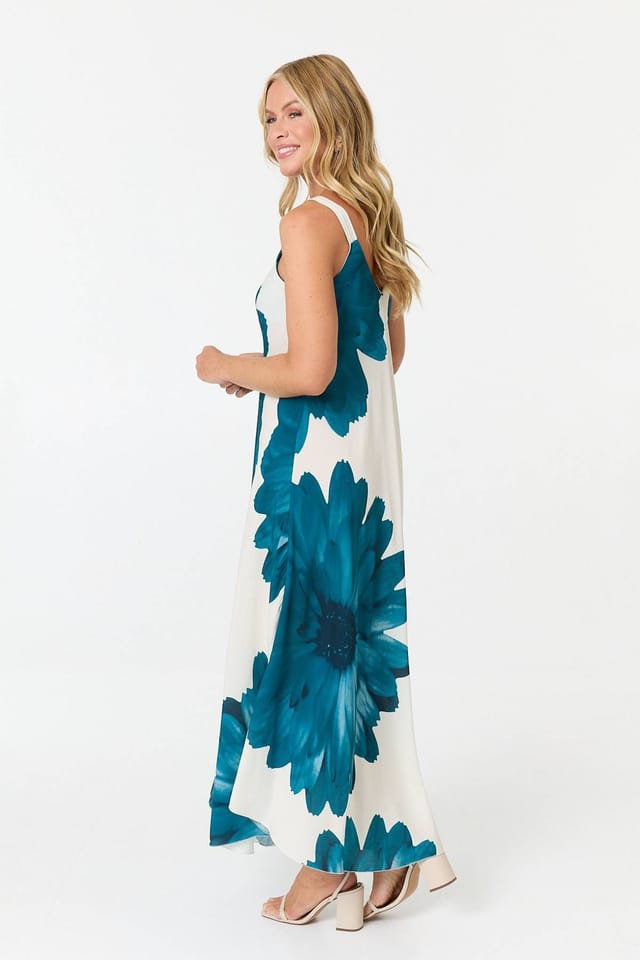 Izabel London Izabel London Women's Floral Sleeveless Relaxed Maxi Dress in Green - 3