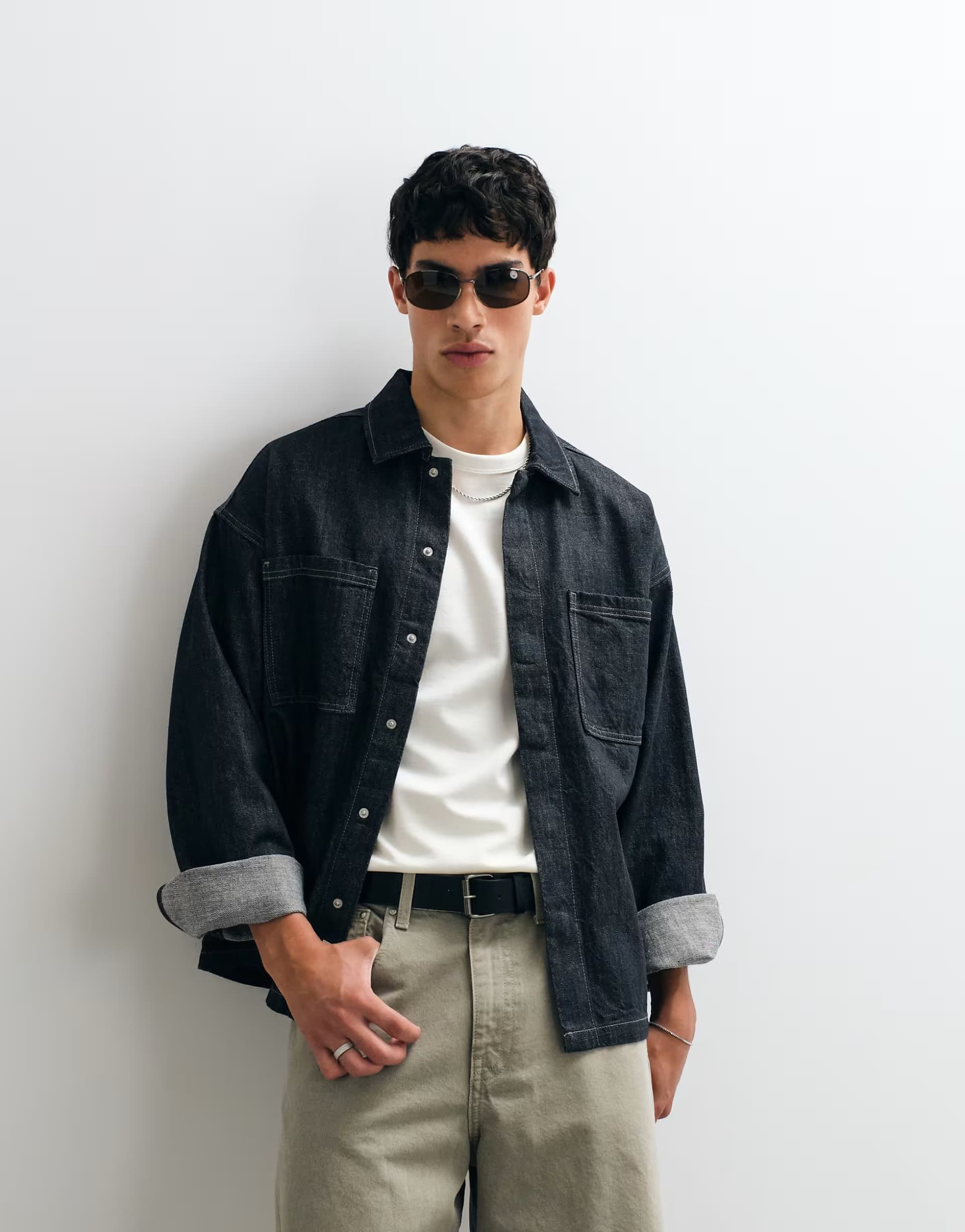 ASOS Jack & Jones double pocket overshirt in raw wash