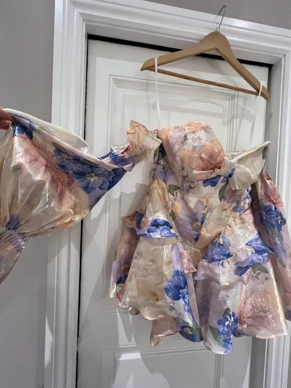 ASOS Luxe Floral Off-Shoulder Organza Dress