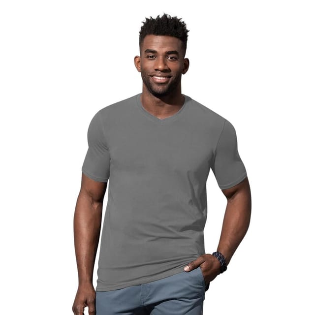 Stedman Stars Stedman Stars Men's Clive V Neck Tee in Grey - 2