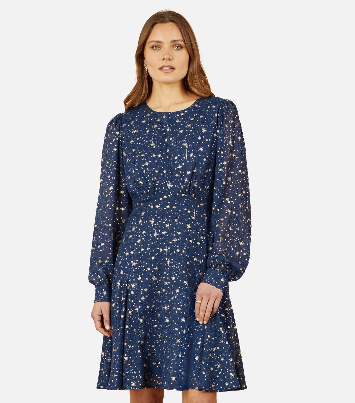 Yumi Women's Navy Star Print Dress Yumi New Look