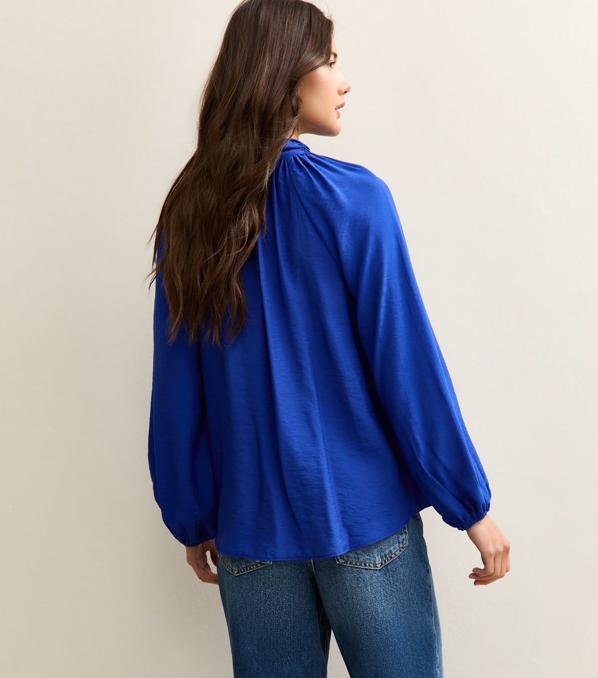 New Look Women's Bright Blue Pussybow Neck Blouse New Look - 4