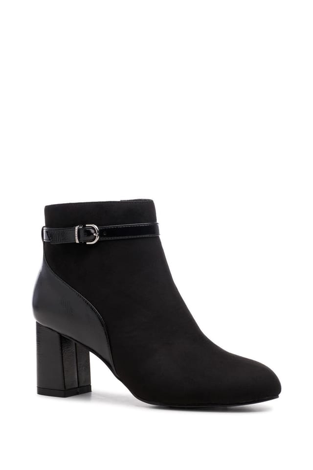 Paradox London Paradox London Women's 'Amara' Micro Suede Mid Block Heel Ankle Boot in Black - 2