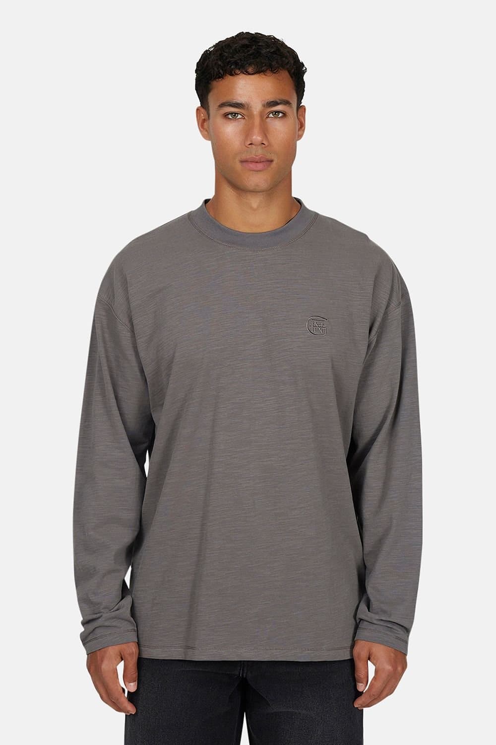 GOOD FOR NOTHING Good For Nothing Dark Grey Cotton Long Sleeve T-Shirt