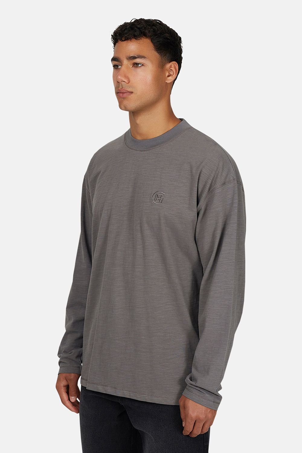 Good For Nothing Good For Nothing Men's Relaxed Long Sleeve T-Shirt in Dark Grey - 3