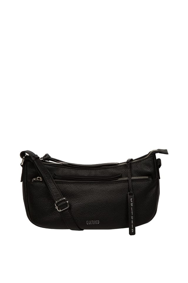 Cultured London Cultured London Women's 'Elowen' Leather Cross Body Bag in Black - 2