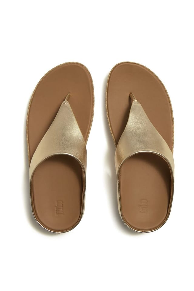 FitFlop FitFlop Women's Lulu Lux Graphic-Weave Toe-Post Sandal in Gold - 3