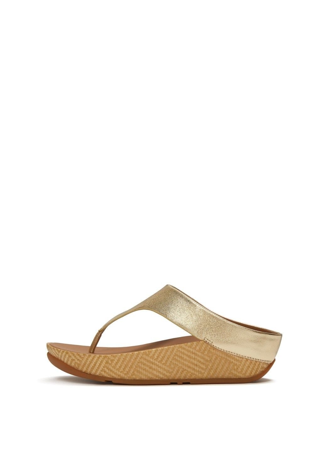 FitFlop FitFlop Women's Lulu Lux Graphic-Weave Toe-Post Sandal in Gold - 4