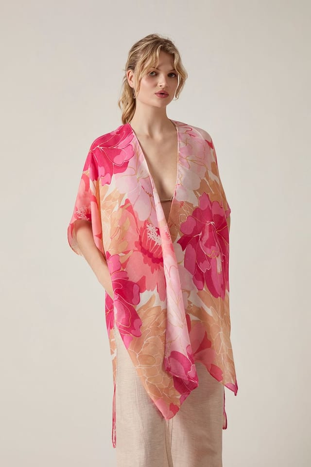 James Lakeland James Lakeland Women's Pink Peony Print Kaftan - 3