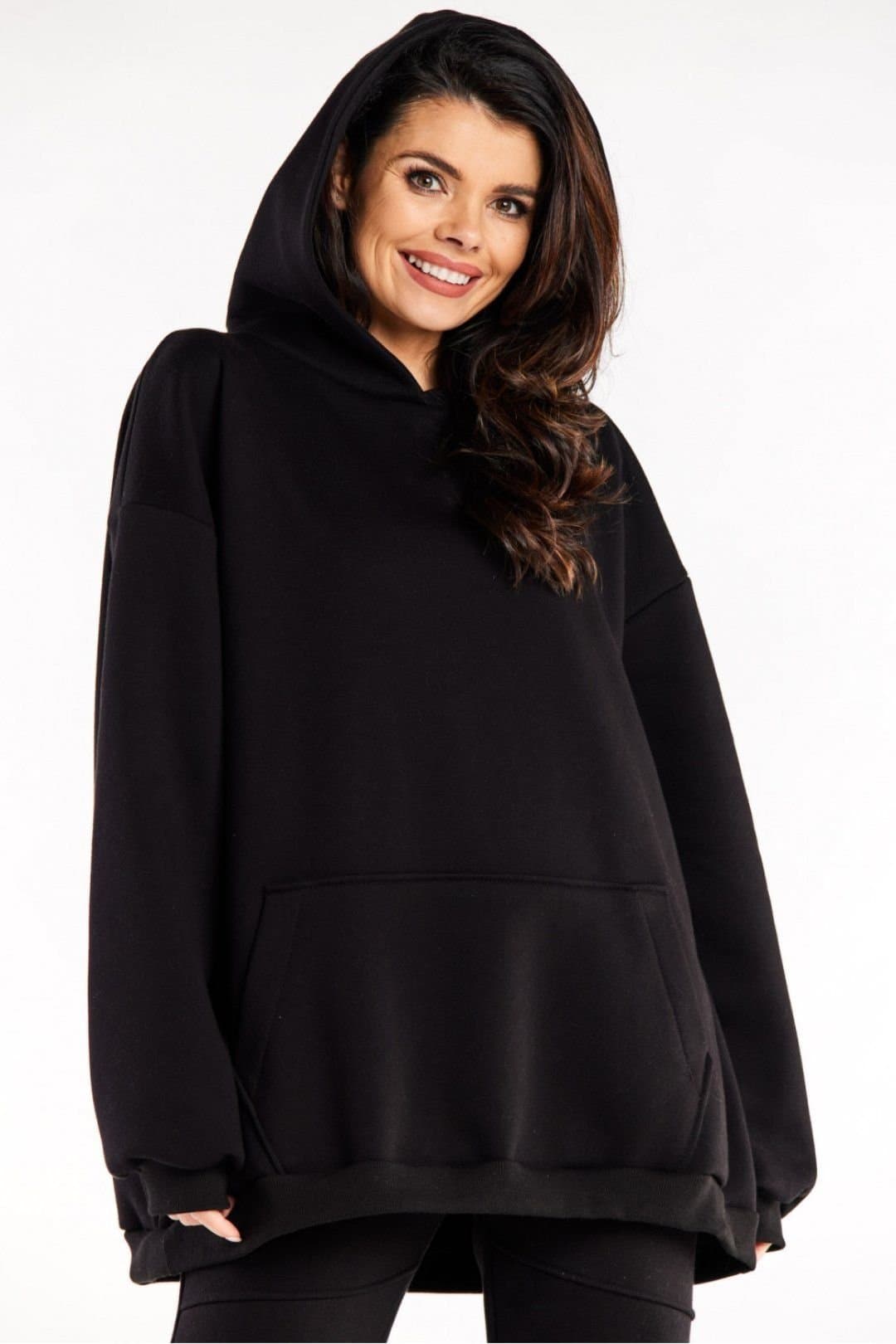 Love Lace Love Lace Women's Oversize Kangaroo Pocket Sweatshirt in Black