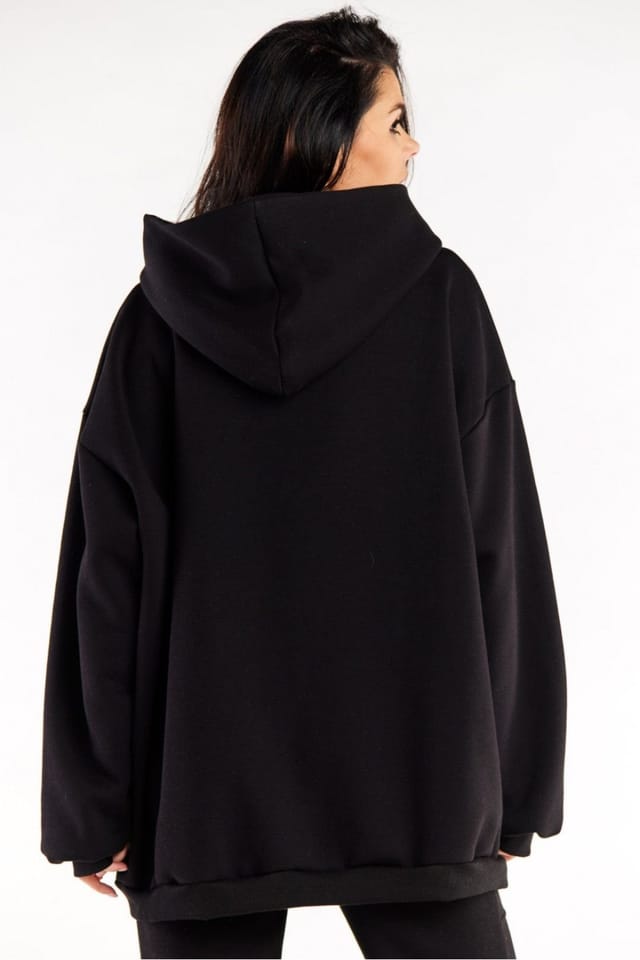Love Lace Love Lace Women's Oversize Kangaroo Pocket Sweatshirt in Black - 2