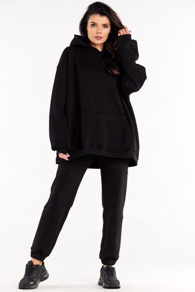 Love Lace Love Lace Women's Oversize Kangaroo Pocket Sweatshirt in Black - 3