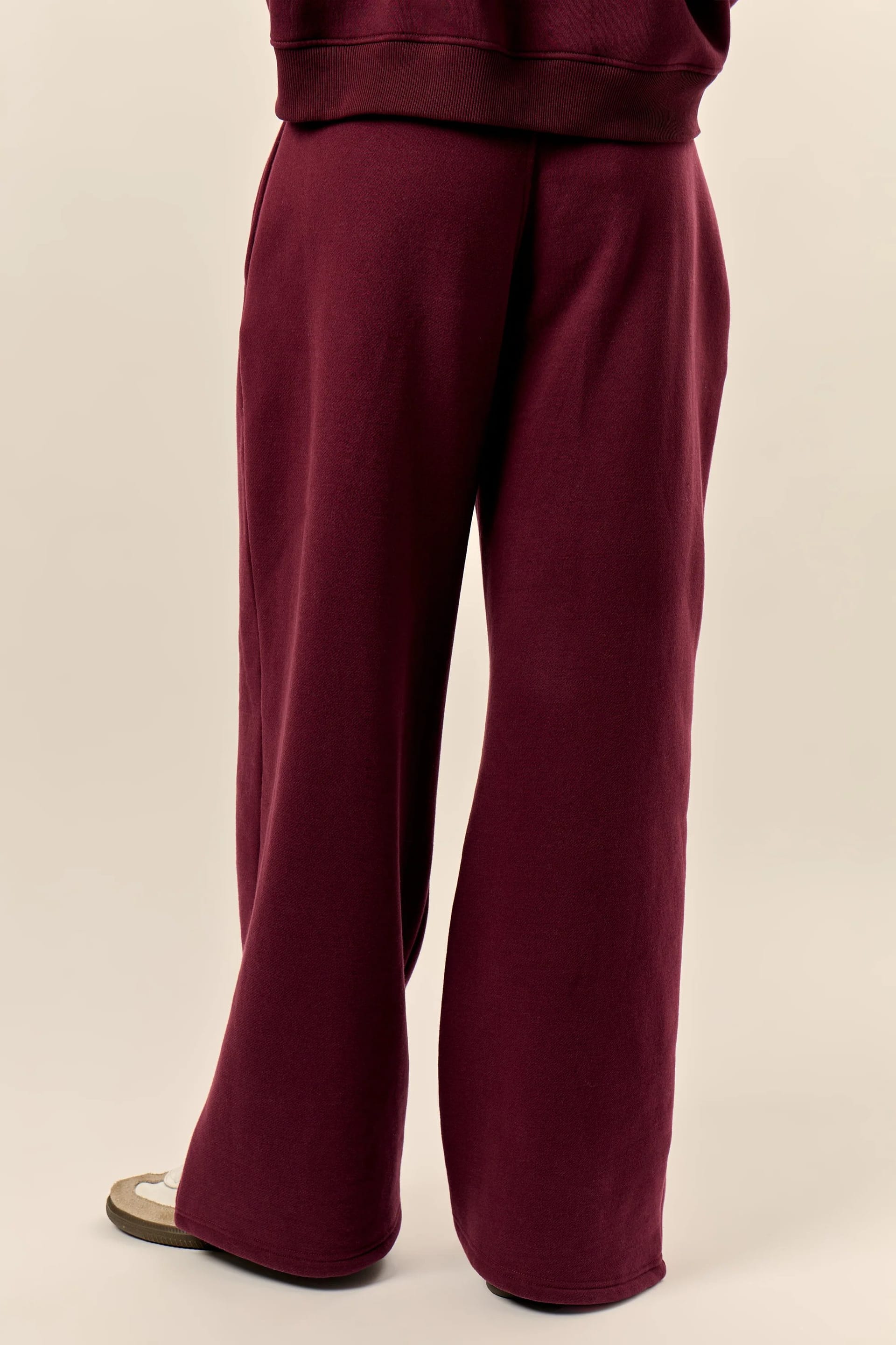 Kaiia Kaiia Pleat Detail Tailored Wide Leg Joggers Dark Cherry - 4
