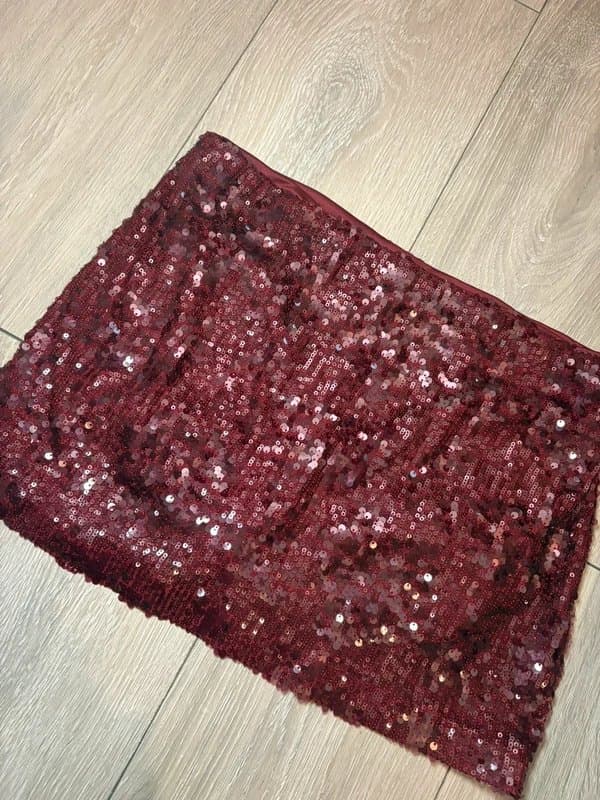 Bershka Bershka Sequin Burgundy Skort