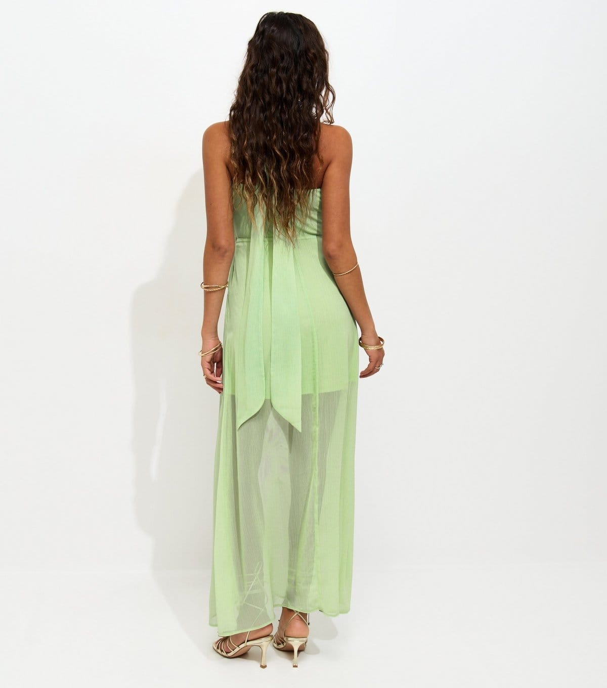New Look Women's Green Lotus Print Cowl Neck Halter Midi Dress New Look - 4