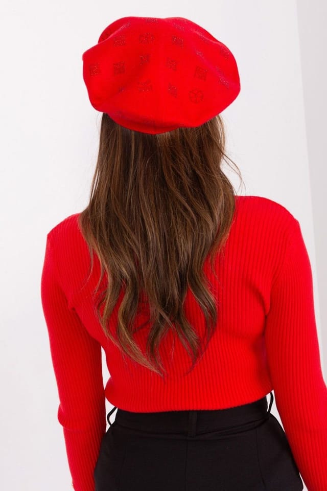 Love Lace Love Lace Women's Beret Hat Autumn Winter Felt Soft Warm French Classic Style Fitted in Red - 3
