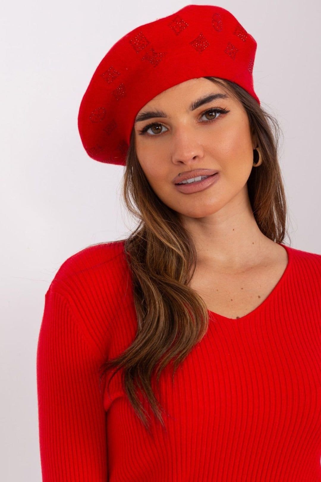 Love Lace Love Lace Women's Beret Hat Autumn Winter Felt Soft Warm French Classic Style Fitted in Red - 4