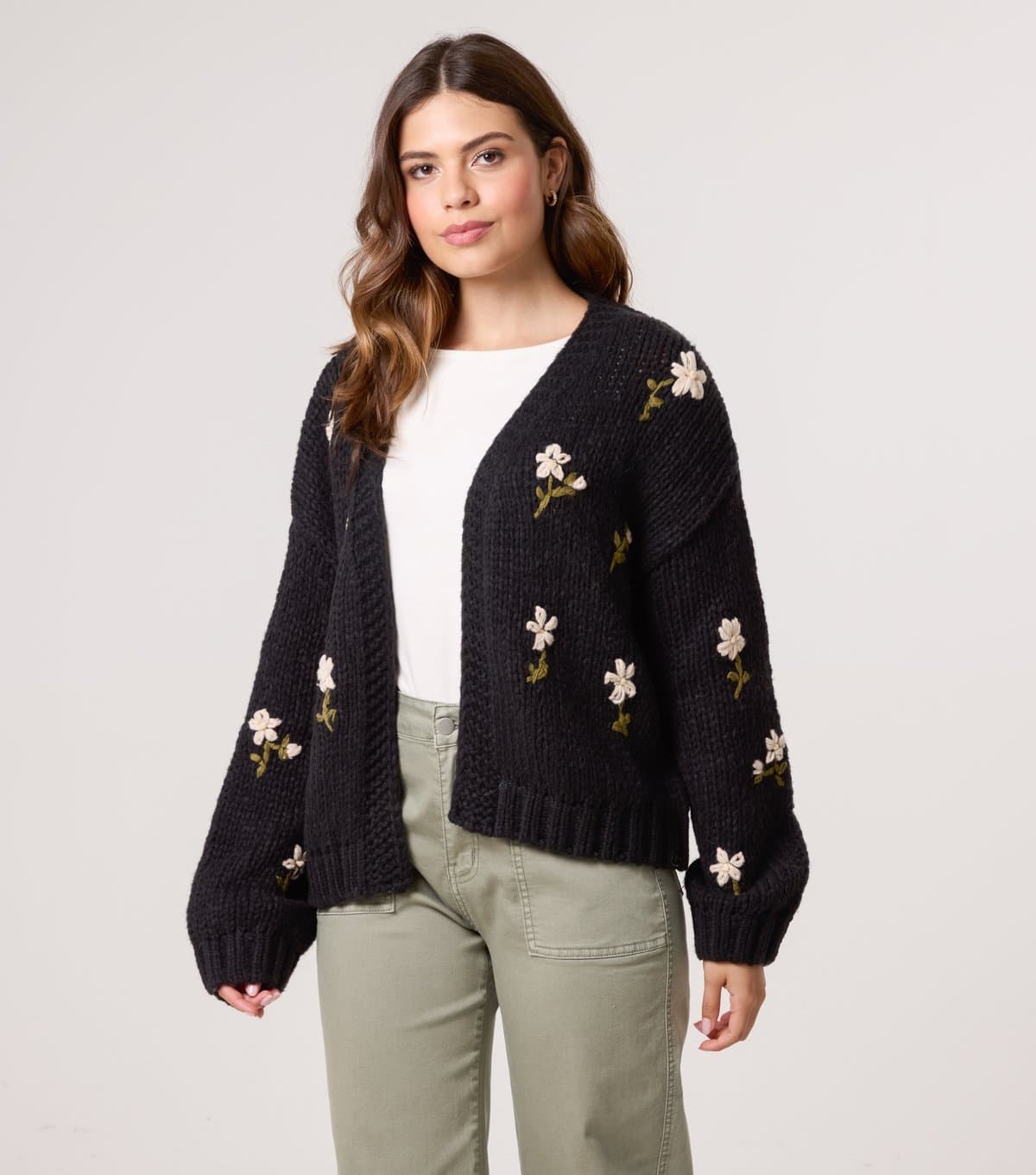 Blue Vanilla Women's Black Floral Embroidered Cardigan Blue Vanilla New Look