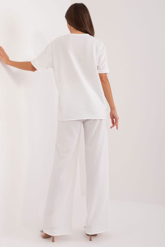 Love Lace Love Lace Women's Blouse & Tie Waist Pants Set in White - 3