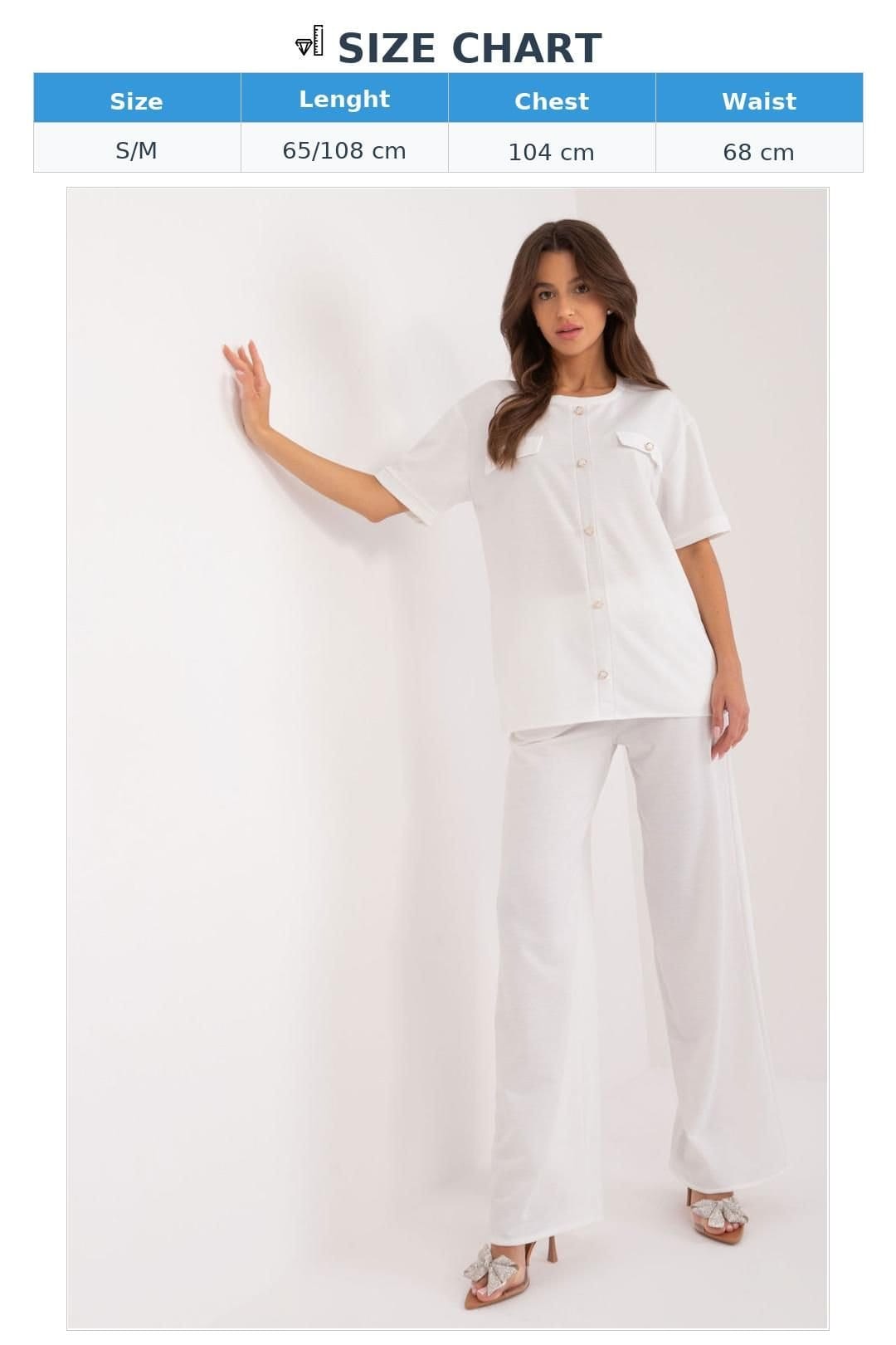 Love Lace Love Lace Women's Blouse & Tie Waist Pants Set in White - 4