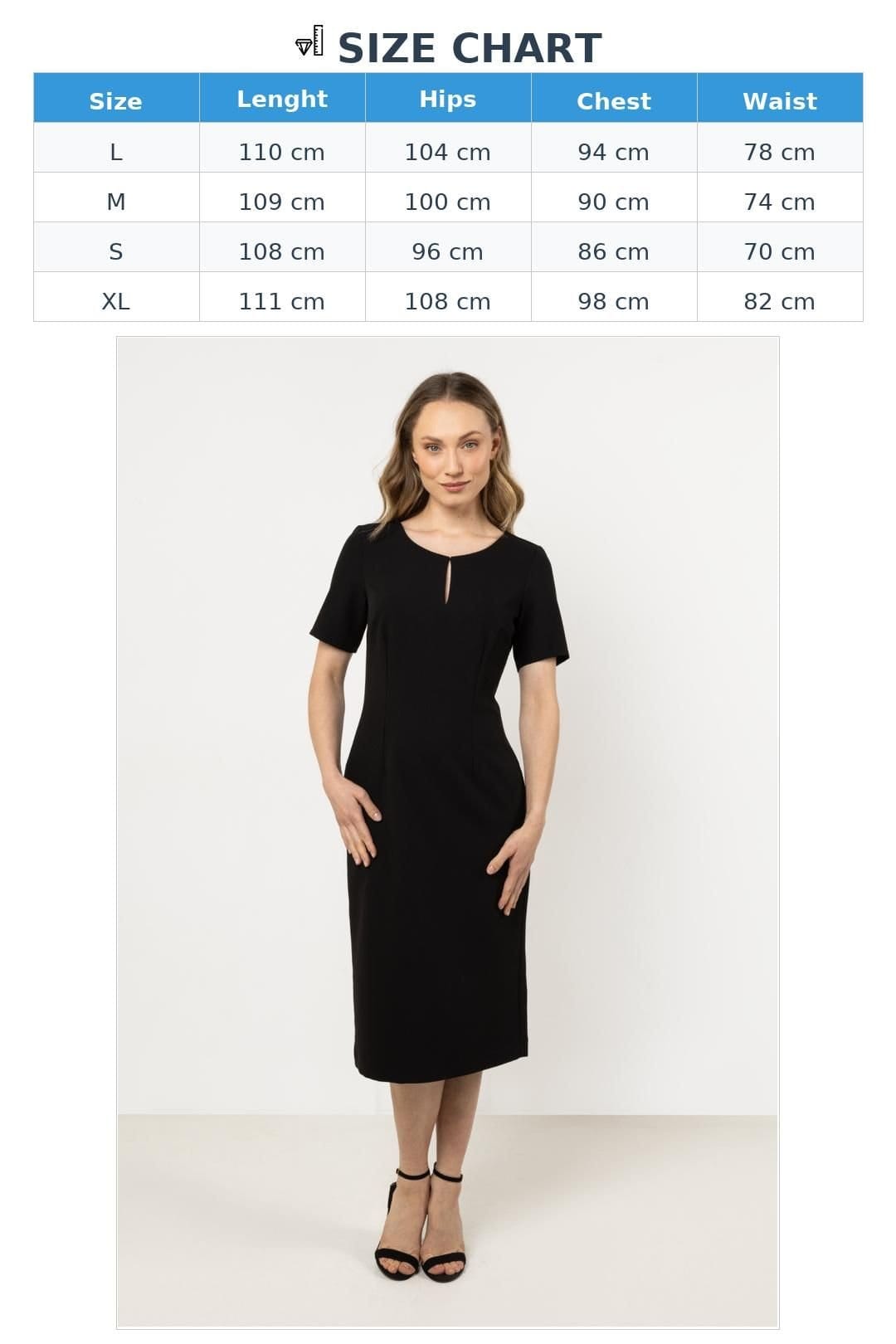 Love Lace Love Lace Women's Fitted Boat Neck Short Sleeve Dress with Slit in Black - 4