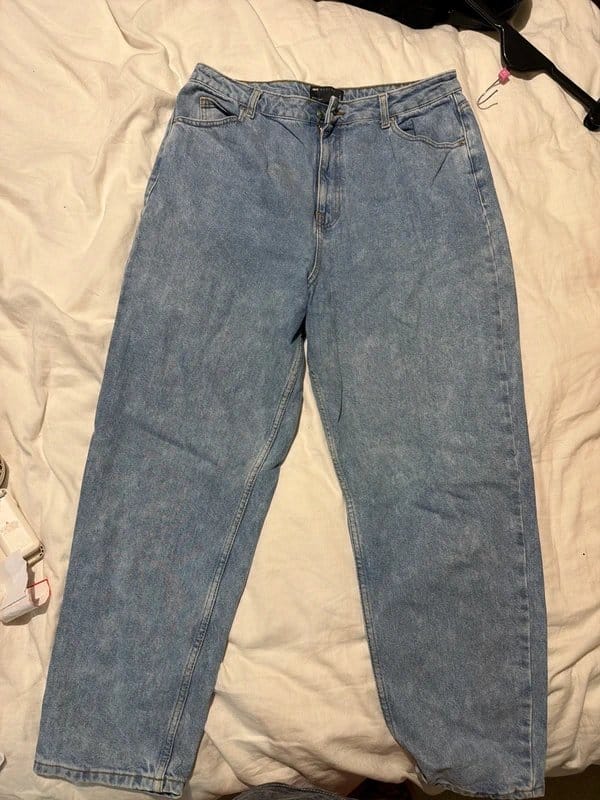 ASOS Design Blue Mid-Rise Mom Jeans