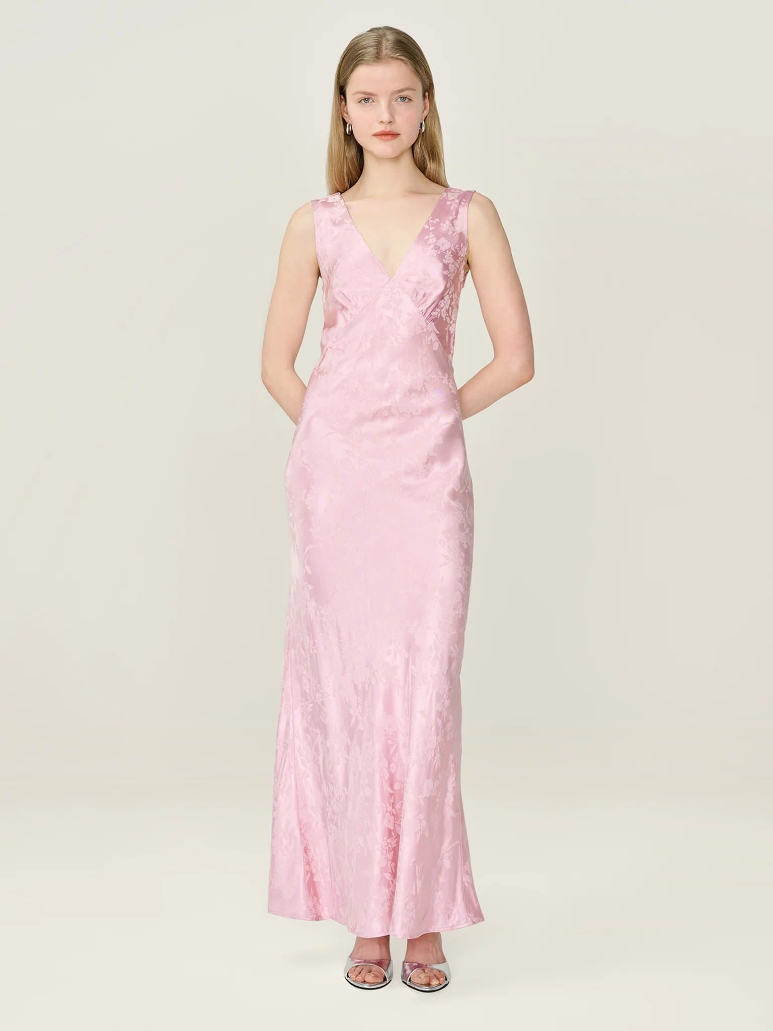 OMNES Iris Jacquard Dress in Bleached Mauve