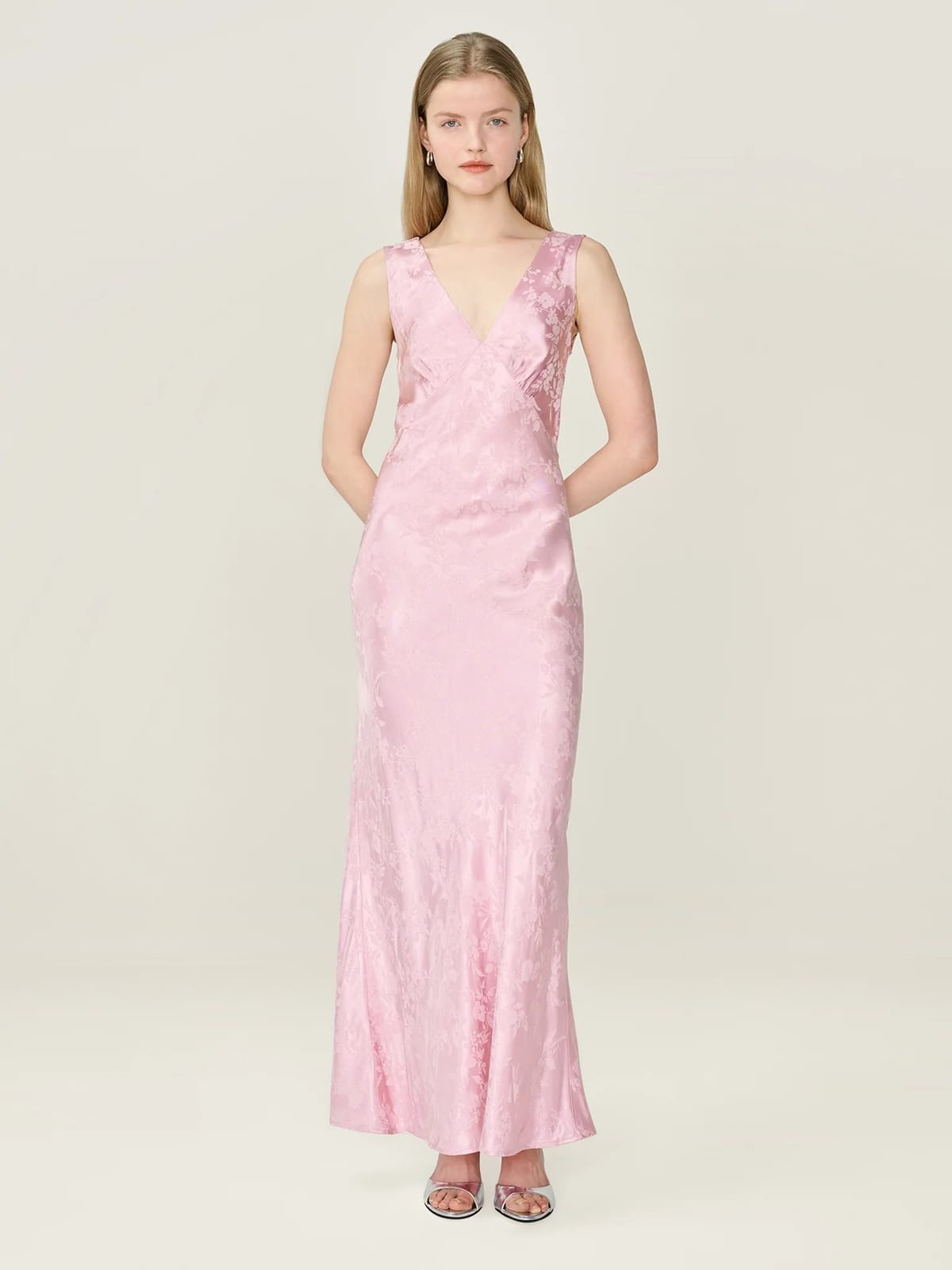 OMNES Iris Jacquard Dress in Bleached Mauve - 1