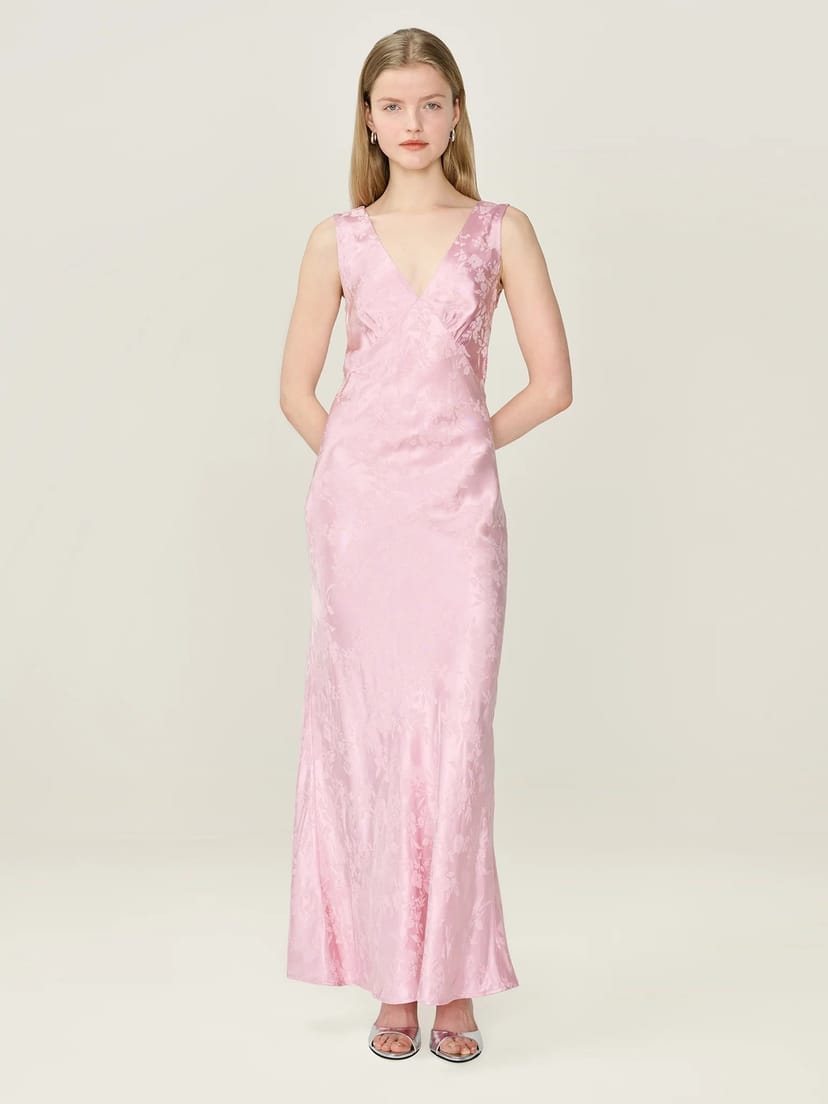 OMNES Iris Jacquard Dress in Bleached Mauve - 1