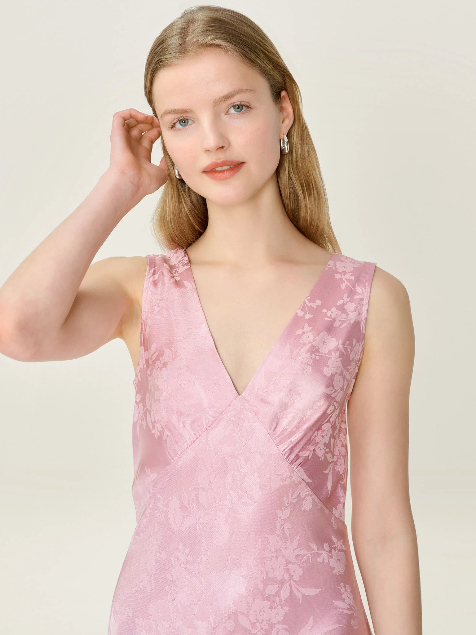 OMNES Iris Jacquard Dress in Bleached Mauve - 4