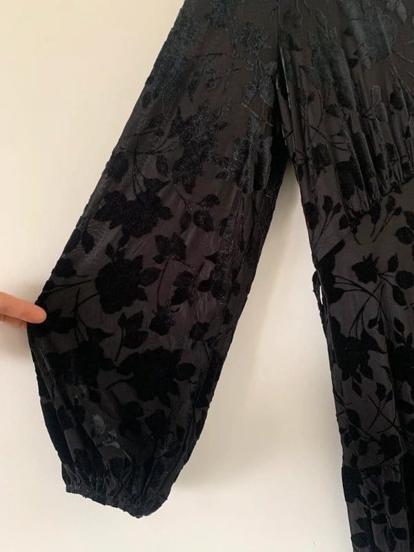 Marks & Spencer Black Velvet Floral Trousers